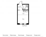 1-комнатная квартира площадью 19.8 кв.м, жилой комплекс Мякинино Парк, | цена 3 463 020 руб. | www.metrprice.ru
