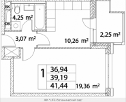 1-комнатная квартира площадью 39.19 кв.м, Лазоревый пр., 3 | цена 8 870 774 руб. | www.metrprice.ru