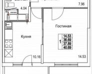 1-комнатная квартира площадью 40 кв.м, Муравская 2-я ул. | цена 4 816 042 руб. | www.metrprice.ru
