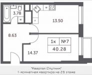 1-комнатная квартира площадью 40.28 кв.м, Мякининское шоссе, 4, корп.4 | цена 4 051 684 руб. | www.metrprice.ru