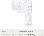 3-комнатная квартира площадью 68.2 кв.м, Калинина ул, 8 | цена 5 660 600 руб. | www.metrprice.ru