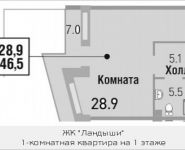 1-комнатная квартира площадью 46.5 кв.м, улица Саморы Машела, 5 | цена 6 916 875 руб. | www.metrprice.ru