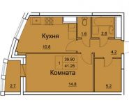 1-комнатная квартира площадью 41.25 кв.м, Ярославское ш, 141 | цена 3 341 250 руб. | www.metrprice.ru