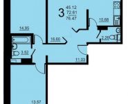 3-комнатная квартира площадью 76.47 кв.м, 5-й микрорайон, 18 | цена 4 074 322 руб. | www.metrprice.ru