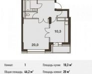 1-комнатная квартира площадью 46.2 кв.м, Донецкая улица, 30с29 | цена 11 573 516 руб. | www.metrprice.ru