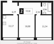 2-комнатная квартира площадью 53.2 кв.м, Клубная, 9 | цена 4 633 427 руб. | www.metrprice.ru