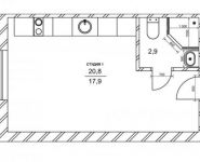 1-комнатная квартира площадью 20.8 кв.м, Белорусская улица, 2 | цена 2 339 000 руб. | www.metrprice.ru