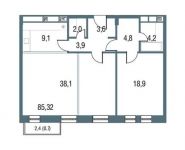 2-комнатная квартира площадью 85.3 кв.м в ЖК "AFI Residence. Павелецкая", Павелецкая набережная, 8 | цена 17 152 392 руб. | www.metrprice.ru