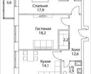 2-комнатная квартира площадью 72 кв.м, Шелепихинская набережная, влд 34, корп.4 | цена 20 585 060 руб. | www.metrprice.ru