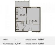 1-комнатная квартира площадью 38.5 кв.м в ЖК «Позитив»,  | цена 3 948 970 руб. | www.metrprice.ru