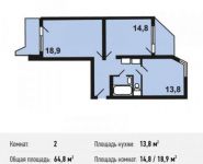 2-комнатная квартира площадью 64.8 кв.м, улица Циолковского, 21/20 | цена 6 616 080 руб. | www.metrprice.ru