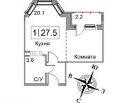 1-комнатная квартира площадью 27.5 кв.м, д. 7 | цена 1 678 000 руб. | www.metrprice.ru