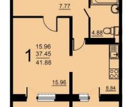 1-комнатная квартира площадью 41.88 кв.м, 5-й микрорайон, 18 | цена 2 347 583 руб. | www.metrprice.ru