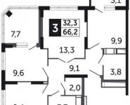 3-комнатная квартира площадью 66.2 кв.м, Северное ш., 4 | цена 3 723 088 руб. | www.metrprice.ru