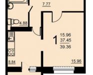 1-комнатная квартира площадью 39.36 кв.м, 5-й микрорайон, 18 | цена 2 228 170 руб. | www.metrprice.ru