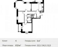 4-комнатная квартира площадью 87.8 кв.м в ЖК «Лайково»,  | цена 8 045 500 руб. | www.metrprice.ru