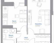 1-комнатная квартира площадью 35.57 кв.м, Новорязанское шоссе, 15, корп.15 | цена 2 763 789 руб. | www.metrprice.ru