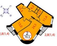 2-комнатная квартира площадью 70.3 кв.м, Фасадная ул., 2 | цена 5 100 000 руб. | www.metrprice.ru