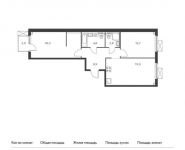 2-комнатная квартира площадью 66.6 кв.м в ЖК "Столичные поляны", Поляны ул, 5Ак2 | цена 10 482 840 руб. | www.metrprice.ru