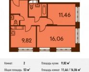 2-комнатная квартира площадью 53 кв.м в Микрорайон "Домашний", Олимпийский проспект, с10 | цена 6 803 292 руб. | www.metrprice.ru