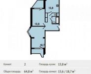 2-комнатная квартира площадью 64.8 кв.м, Красногорский бул., 26 | цена 8 310 600 руб. | www.metrprice.ru