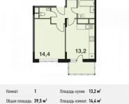 1-комнатная квартира площадью 39.5 кв.м, Ситникова ул., 1 | цена 3 213 128 руб. | www.metrprice.ru