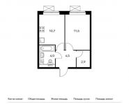1-комнатная квартира площадью 33.7 кв.м,  | цена 3 565 460 руб. | www.metrprice.ru