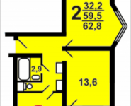 2-комнатная квартира площадью 64.9 кв.м, Москва, корп.16А | цена 6 554 900 руб. | www.metrprice.ru