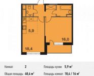 2-комнатная квартира площадью 48.4 кв.м, Ситникова ул., 1 | цена 3 922 723 руб. | www.metrprice.ru