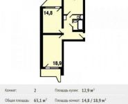 2-комнатная квартира площадью 65.1 кв.м, Лесопарковая улица, 17 | цена 4 655 170 руб. | www.metrprice.ru