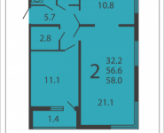 2-комнатная квартира площадью 58.1 кв.м, Производственная, 6, корп.6 | цена 6 577 084 руб. | www.metrprice.ru