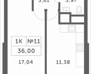 1-комнатная квартира площадью 36 кв.м, Мякининское шоссе, 2 | цена 3 052 800 руб. | www.metrprice.ru