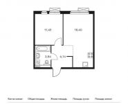 1-комнатная квартира площадью 39.87 кв.м, Складочная ул, 6 | цена 7 635 105 руб. | www.metrprice.ru