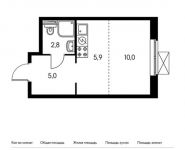 1-комнатная квартира площадью 23.7 кв.м, Боровское ш, вл. 2 | цена 4 981 740 руб. | www.metrprice.ru