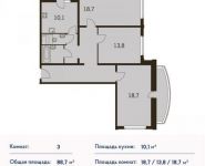 3-комнатная квартира площадью 2 кв.м, Ельнинская ул., 14 | цена 14 972 560 руб. | www.metrprice.ru