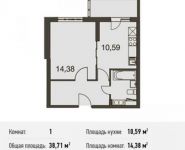 1-комнатная квартира площадью 38.7 кв.м, Родниковая ул. | цена 4 153 432 руб. | www.metrprice.ru