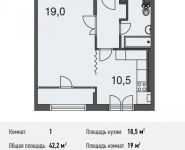 1-комнатная квартира площадью 42.2 кв.м, Ивановская ул., 1 | цена 3 376 000 руб. | www.metrprice.ru