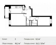 2-комнатная квартира площадью 46.2 кв.м, улица Маршала Тимошенко, 17к1 | цена 3 229 997 руб. | www.metrprice.ru