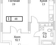 1-комнатная квартира площадью 48 кв.м, Погонный пр., 3Ак7 | цена 14 500 000 руб. | www.metrprice.ru