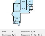 3-комнатная квартира площадью 82.7 кв.м, Вертолётчиков ул, 4к6 | цена 7 554 650 руб. | www.metrprice.ru