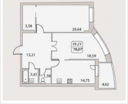 2-комнатная квартира площадью 78.07 кв.м, Народного Ополчения, 18 | цена 8 587 700 руб. | www.metrprice.ru