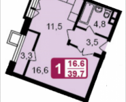 1-комнатная квартира площадью 39.7 кв.м, Ивановская, 7, корп.1Б | цена 3 374 500 руб. | www.metrprice.ru