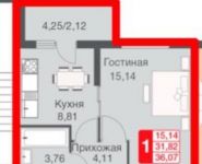 1-комнатная квартира площадью 36.1 кв.м, улица Барыкина, 4 | цена 4 100 000 руб. | www.metrprice.ru