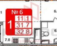 1-комнатная квартира площадью 32.8 кв.м в ЖК "Рублевское Предместье", Обводное шоссе, 10 | цена 2 656 800 руб. | www.metrprice.ru