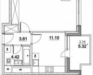 1-комнатная квартира площадью 42.16 кв.м, Лазоревый пр., 3 | цена 8 906 595 руб. | www.metrprice.ru