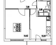 1-комнатная квартира площадью 37.52 кв.м, 2-я Муравская улица, дв1 | цена 5 101 584 руб. | www.metrprice.ru