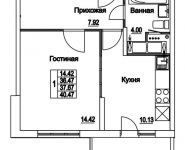 1-комнатная квартира площадью 37.67 кв.м, 2-я Муравская | цена 5 221 062 руб. | www.metrprice.ru