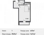 1-комнатная квартира площадью 29.8 кв.м, улица Мостотреста, 6 | цена 2 117 930 руб. | www.metrprice.ru
