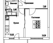 1-комнатная квартира площадью 37.39 кв.м, 2-я Муравская | цена 5 069 186 руб. | www.metrprice.ru