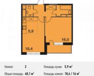 2-комнатная квартира площадью 48.1 кв.м, улица Гришина, 14 | цена 4 050 501 руб. | www.metrprice.ru